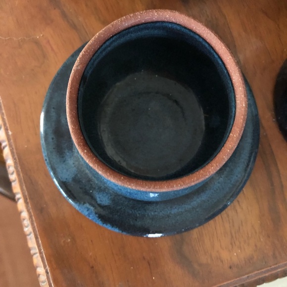 Blue Pottery Butter Keeper - Picture 2 of 5